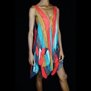 Vibrant Colorful Striped Unique Boho Dress